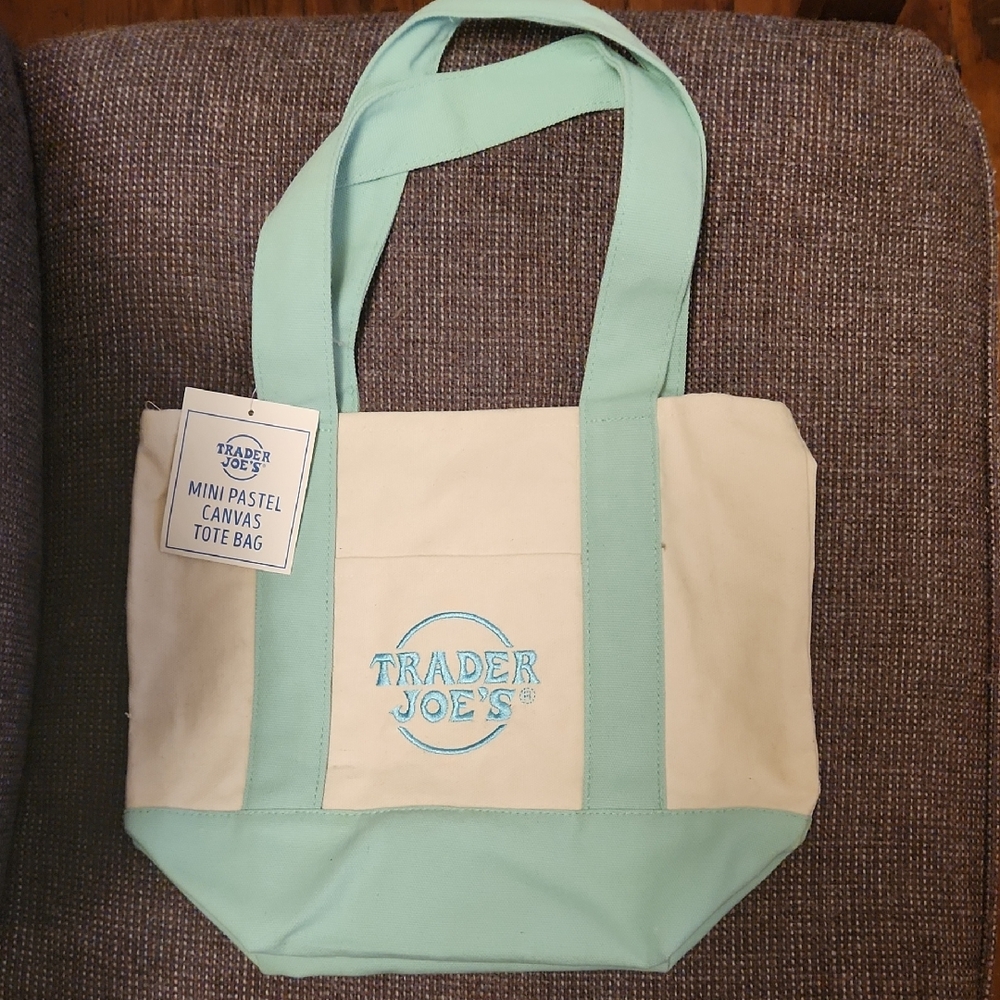 Trader Joe's Mint Green Canvas Tote Bag